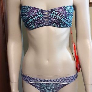 NWT Red Carter Blue and Purple Two-Piece Bathing Suit
